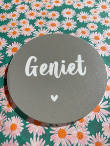 Onderzetter Geniet - Groen/Grijs