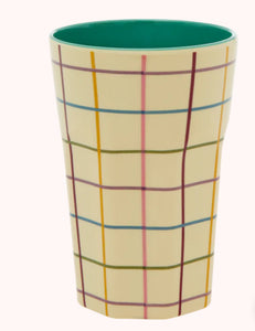 Melamine cup - Rice Crème check print