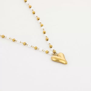 Ketting hartje - Parel/goud