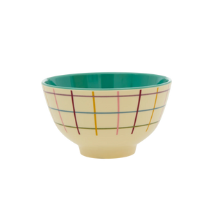 Melamine bowl small - Rice Cream check print